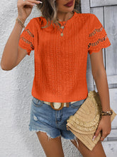 Load image into Gallery viewer, Full Size Eyelet Round Neck Short Sleeve Top