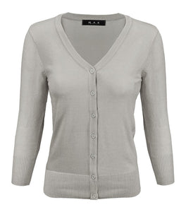 Crewneck Button Down Knit Plus Size  Cardigans