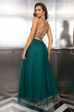 Load image into Gallery viewer, Lace-Up Backless Mesh Dress