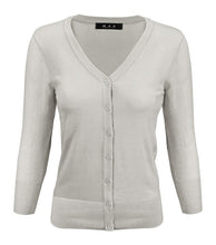 Load image into Gallery viewer, V-Neck Button Down Knit Cardigan Sweater 3/4 Sleeve