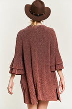 Load image into Gallery viewer, Glitter bell sleeve kimono style cardigan PLUS