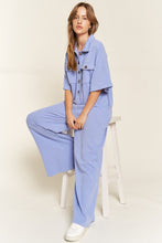 Load image into Gallery viewer, Basic Collar Shirt Wide leg Jumpsuit