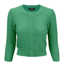 Load image into Gallery viewer, 3/4 Sleeve Cute Pattern Cropped Cardigan Sweater