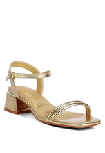 Load image into Gallery viewer, Zabou Metallic Ankle Strap Low Block Heels