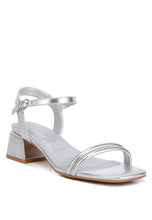Load image into Gallery viewer, Zabou Metallic Ankle Strap Low Block Heels