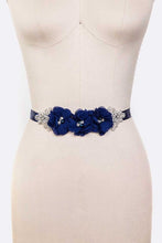 Load image into Gallery viewer, Chiffon Flower Embellished Sash Belt