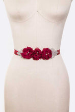 Load image into Gallery viewer, Chiffon Flower Embellished Sash Belt