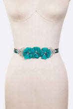 Load image into Gallery viewer, Chiffon Flower Embellished Sash Belt