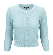 Load image into Gallery viewer, 3/4 Sleeve Cute Pattern Cropped Cardigan Sweater