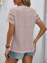 Load image into Gallery viewer, Full Size Eyelet Round Neck Short Sleeve Top