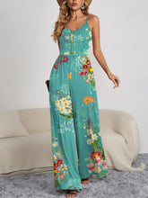 Load image into Gallery viewer, Decorative Button Spaghetti Strap Wide Leg Jumpsuit