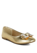 Load image into Gallery viewer, Navik Rhinestone Buckle Metallic Ballerinas