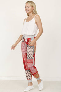 Quilted Print Joggers - Plus Size