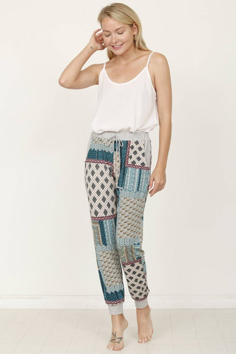 Quilted Print Joggers - Plus Size