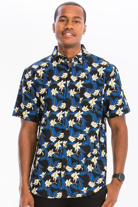 Men's Print Hawaiian Button-Down Shirt