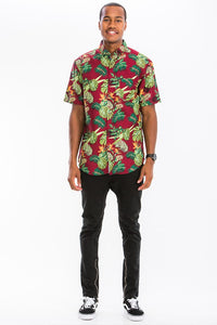 Men's Print Hawaiian Button-Down Shirt