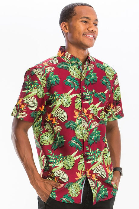 Men's Print Hawaiian Button-Down Shirt