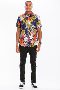 Men's Print Hawaiian Button-Down Shirt