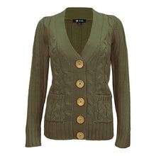 Load image into Gallery viewer, Cable Knitted Cardigan Sweater with Pockets
