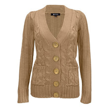 Load image into Gallery viewer, Cable Knitted Cardigan Sweater with Pockets