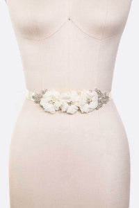 Chiffon Flower Embellished Sash Belt