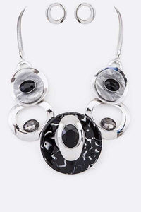 Crystal Hoops Statement Necklace Set