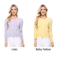 Load image into Gallery viewer, Crew neck Button Down Cardigan Sweater 3/4 sleeve