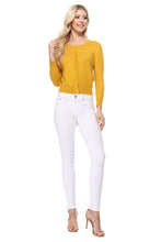 Load image into Gallery viewer, Crew neck Button Down Cardigan Sweater 3/4 sleeve
