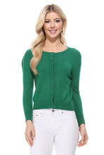 Load image into Gallery viewer, Crew neck Button Down Cardigan Sweater 3/4 sleeve