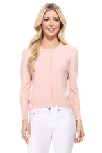 Load image into Gallery viewer, Crew neck Button Down Cardigan Sweater 3/4 sleeve