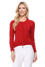 Load image into Gallery viewer, Crew neck Button Down Cardigan Sweater 3/4 sleeve