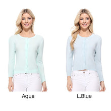 Load image into Gallery viewer, Crew neck Button Down Cardigan Sweater 3/4 sleeve