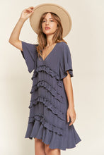 Load image into Gallery viewer, PLUS TIERED RUFFLE MINI DRESS