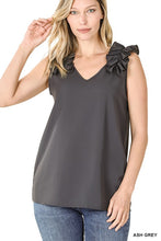 Load image into Gallery viewer, Woven Wool Dobby Ruffle Trim Sleeveless Top