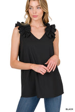 Load image into Gallery viewer, Woven Wool Dobby Ruffle Trim Sleeveless Top