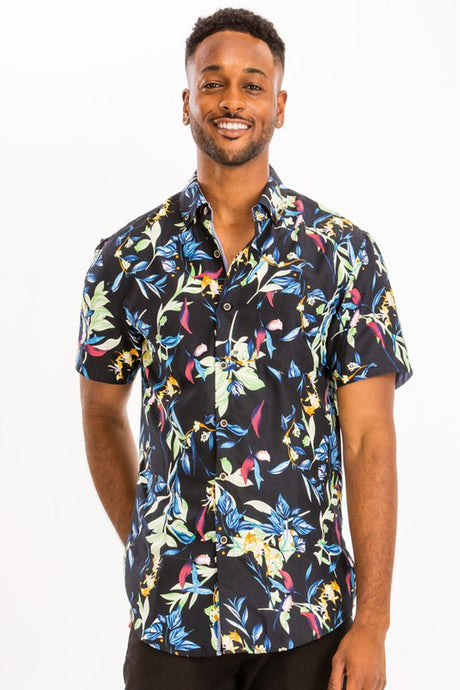 Men's Print Hawaiian Button-Down Shirt