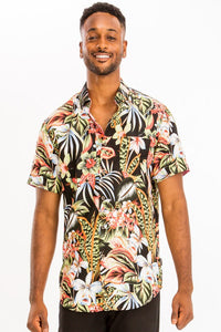 Men's Print Hawaiian Button-Down Shirt
