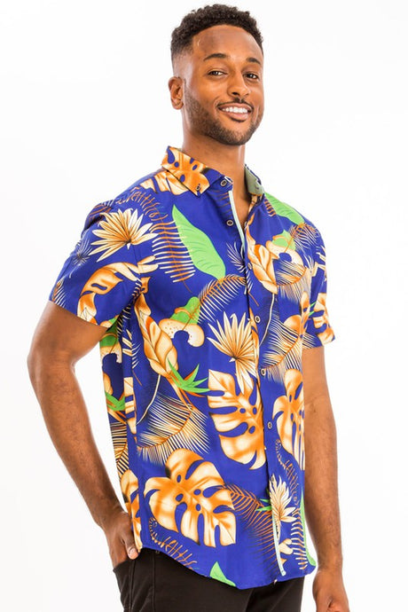 Men's Print Hawaiian Button-Down Shirt