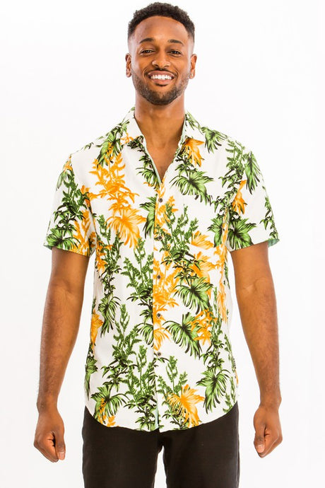 Men's Print Hawaiian Button-Down Shirt