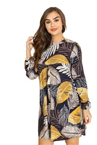 Leaf High Waist Pleated Dress