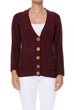 Load image into Gallery viewer, Cable Knitted Cardigan Sweater with Pockets