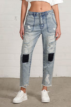 Load image into Gallery viewer, Patched Ripped Frayed Crop Jeans