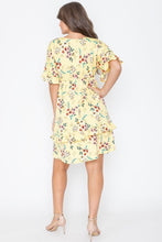 Load image into Gallery viewer, Floral V Neck Ruffle Dress