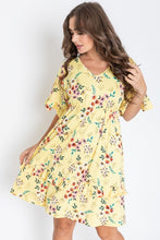 Load image into Gallery viewer, Floral V Neck Ruffle Dress