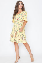 Load image into Gallery viewer, Floral V Neck Ruffle Dress