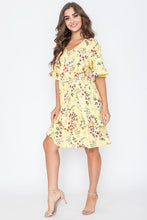 Load image into Gallery viewer, Floral V Neck Ruffle Dress