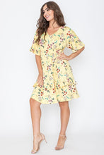 Load image into Gallery viewer, Floral V Neck Ruffle Dress