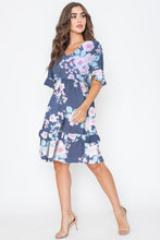 Load image into Gallery viewer, Floral V Neck Ruffle Dress