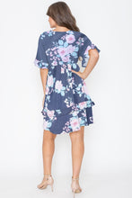 Load image into Gallery viewer, Floral V Neck Ruffle Dress