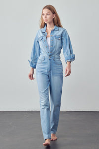 Medium Wash Denim Jumpsuit